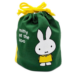 Japan Miffy Drawstring Bag - Zoo Visit / Green & Yellow