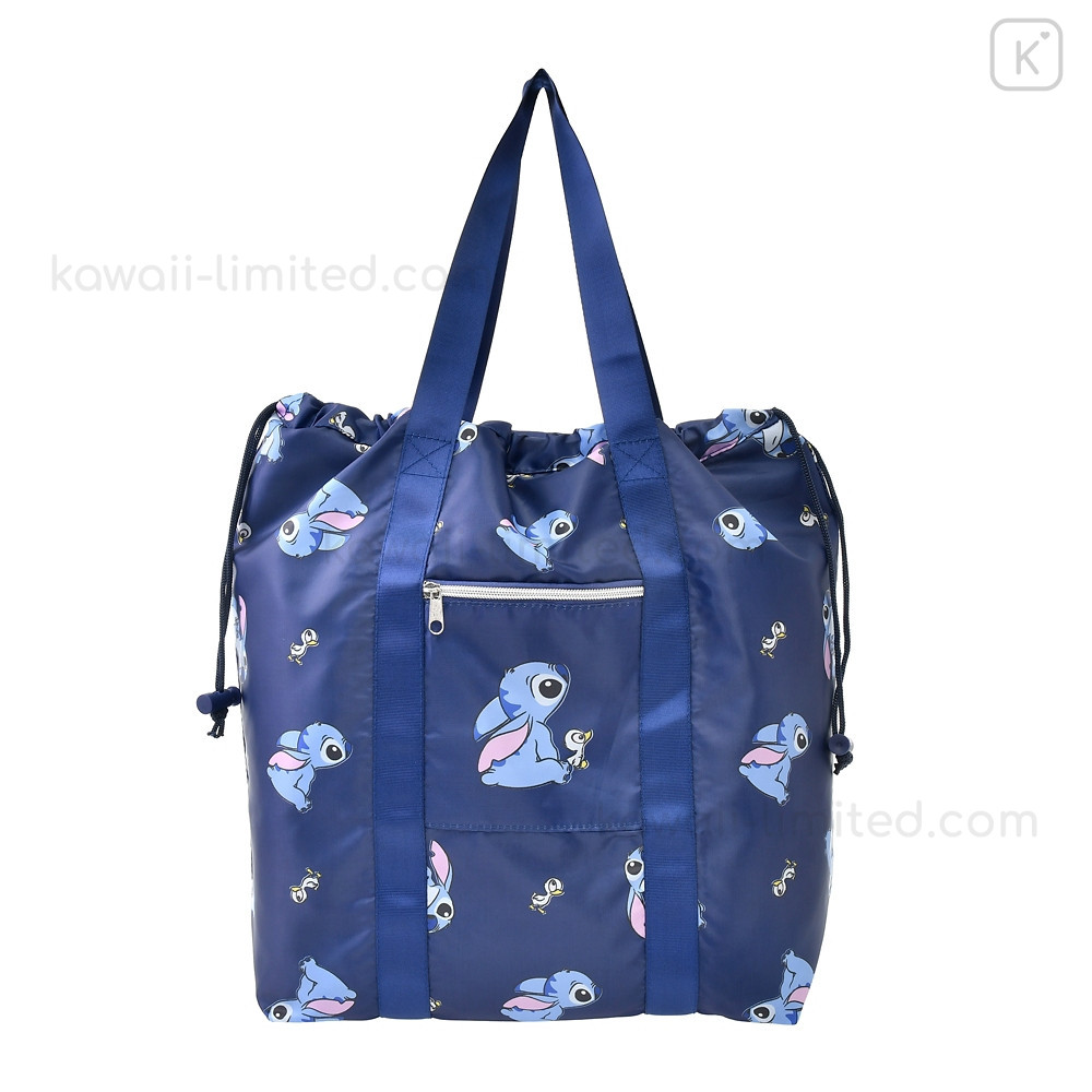 トートバッグ [JILLSTUART] POPULET Navy Stich Cotton Tote Bag Japan Disney Store Tote Bag - Stitch & Duck : Navy | Kawaii