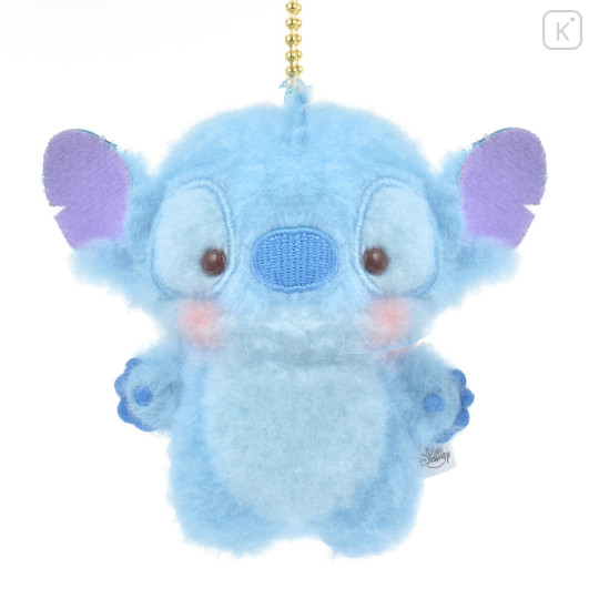 Japan Disney Store Fluffy Plush Keychain - Stitch / Hoccho Blessed Flat - 1