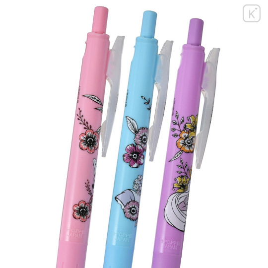 Japan Disney Store Sarasa Clip Gel Pen Set - Minnie & Rapunzel & Alice / Black & Flower - 4