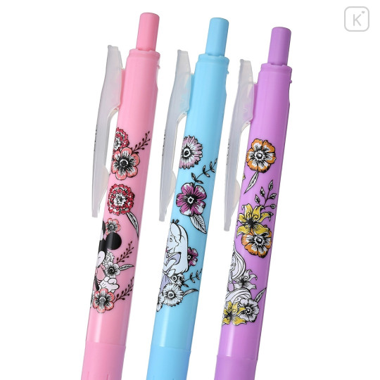 Japan Disney Store Sarasa Clip Gel Pen Set - Minnie & Rapunzel & Alice / Black & Flower - 5