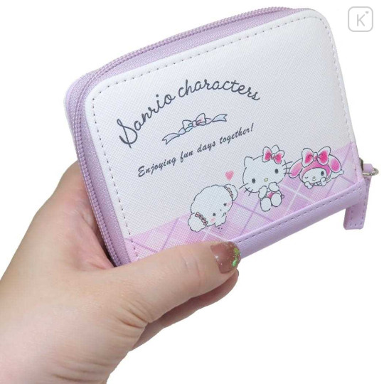 Japan Sanrio Bifold Wallet - Hello Kitty & My Melody & Cogimyun / Happy Plaid - 2