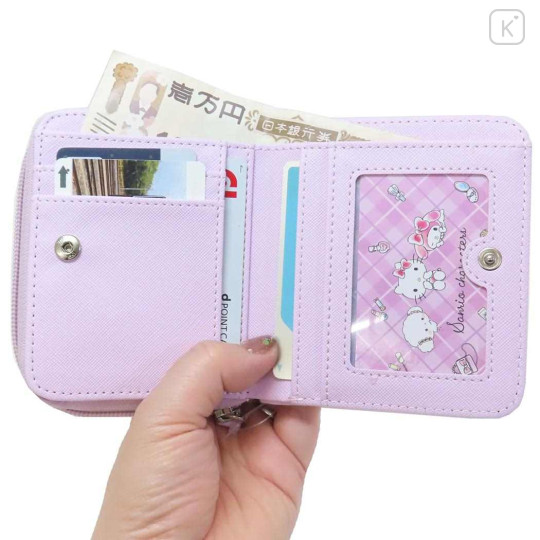 Japan Sanrio Bifold Wallet - Hello Kitty & My Melody & Cogimyun / Happy Plaid - 3