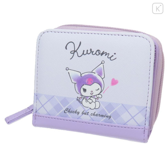 Japan Sanrio Bifold Wallet - Kuromi / Happy Plaid - 1