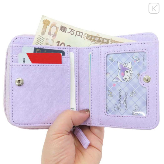 Japan Sanrio Bifold Wallet - Kuromi / Happy Plaid - 3