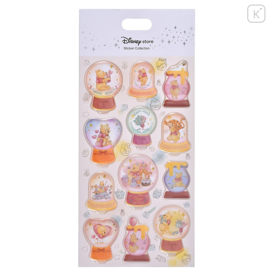 Japan Disney Store Snow Globe Puffy Sticker Collection - Pooh & Friends - 1