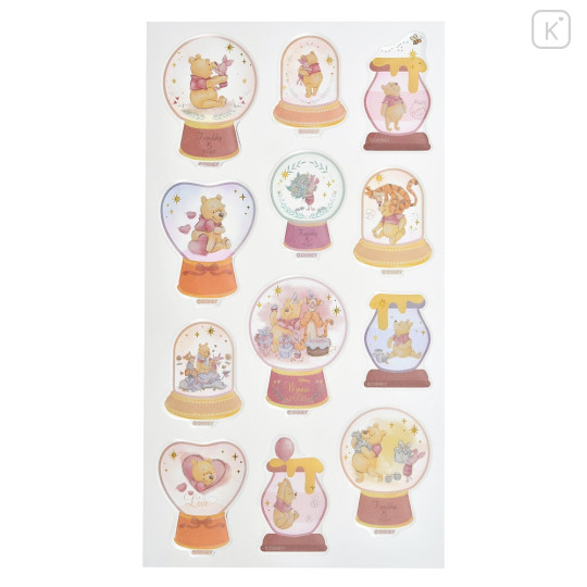 Japan Disney Store Snow Globe Puffy Sticker Collection - Pooh & Friends - 2