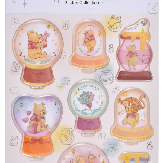 Japan Disney Store Snow Globe Puffy Sticker Collection - Pooh & Friends - 3