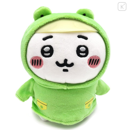 Japan Chiikawa Chubby Potetama Plush Toy - Frog Raincoat / Rainy Day - 1