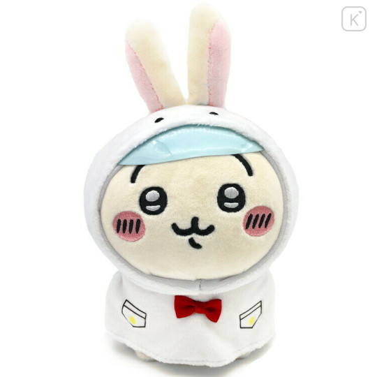 Japan Chiikawa Chubby Potetama Plush Toy - White Rabbit Raincoat / Rainy Day - 1