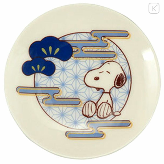 Japan Peanuts Porcelain Small Plate - Snoopy / Pine Blue - 1