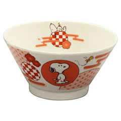 Japan Peanuts Porcelain Ramen Bowl - Snoopy / Plum Red