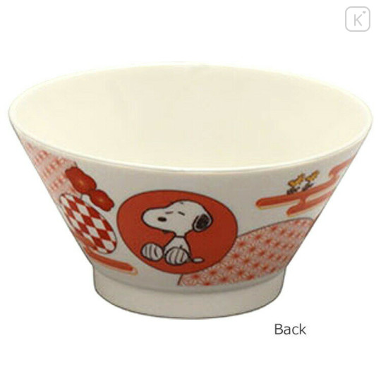 Japan Peanuts Porcelain Ramen Bowl - Snoopy / Plum Red - 2