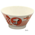 Japan Peanuts Porcelain Ramen Bowl - Snoopy / Plum Red - 2