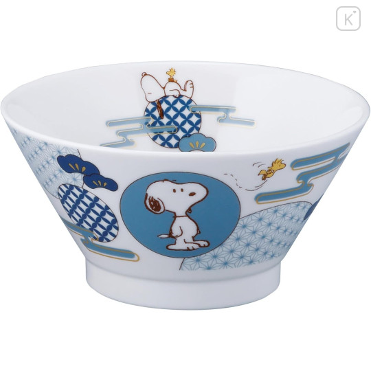 Japan Peanuts Porcelain Ramen Bowl - Snoopy / Pine Blue - 1