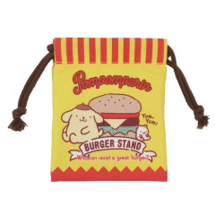 Japan Sanrio Drawstring Pouch - Pompompurin / Retro Hambuger