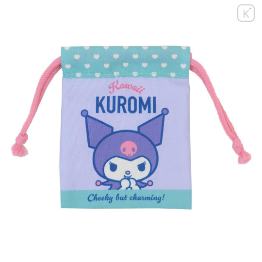 Japan Sanrio Drawstring Pouch - Kuromi / Retro - 1