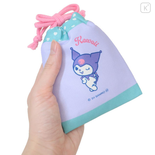 Japan Sanrio Drawstring Pouch - Kuromi / Retro - 2