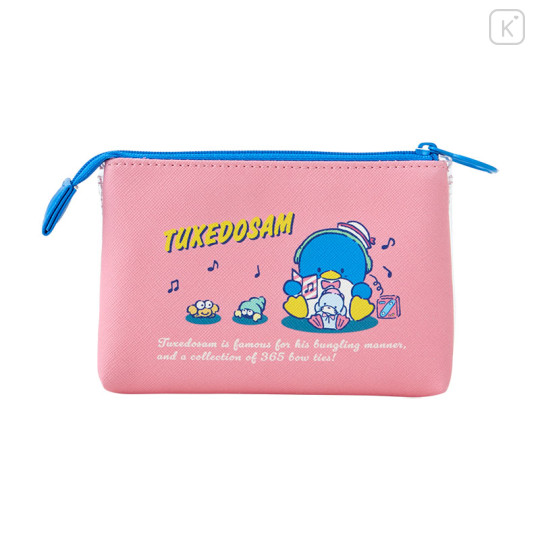 Japan Sanrio Flat Pouch - Tuxedosam / Retro Clear Cassette - 2