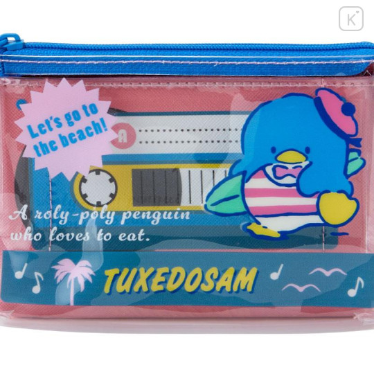 Japan Sanrio Flat Pouch - Tuxedosam / Retro Clear Cassette - 4