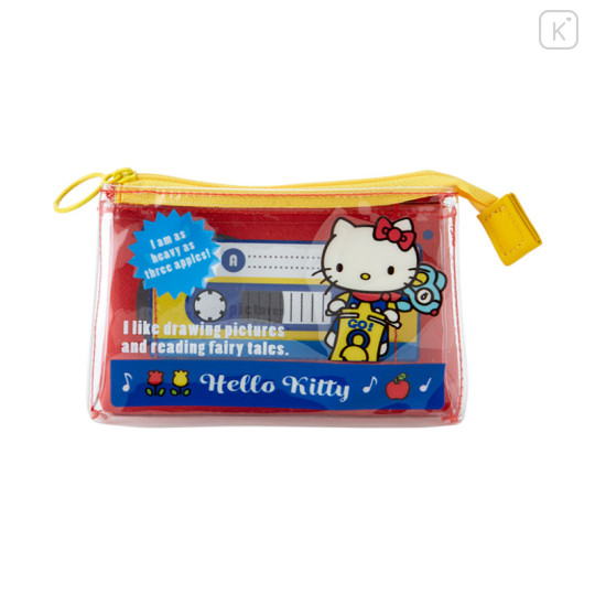 Japan Sanrio Flat Pouch - Hello Kitty / Retro Clear Cassette - 1