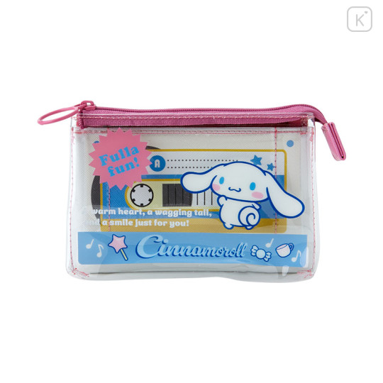 Japan Sanrio Flat Pouch - Cinnamoroll / Retro Clear Cassette - 1