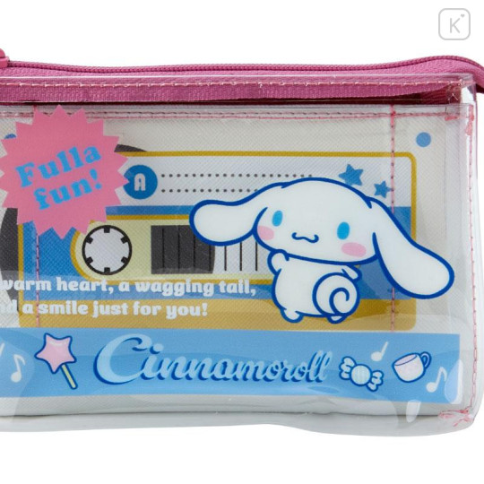 Japan Sanrio Flat Pouch - Cinnamoroll / Retro Clear Cassette - 4