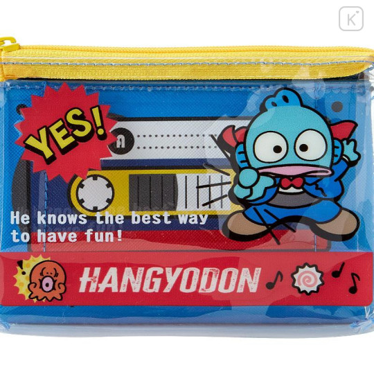 Japan Sanrio Flat Pouch - Hangyodon / Retro Clear Cassette - 4