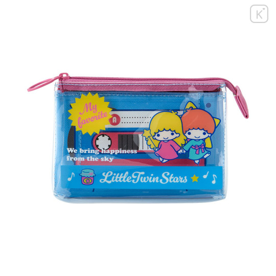 Japan Sanrio Flat Pouch - Little Twin Stars / Retro Clear Cassette - 1