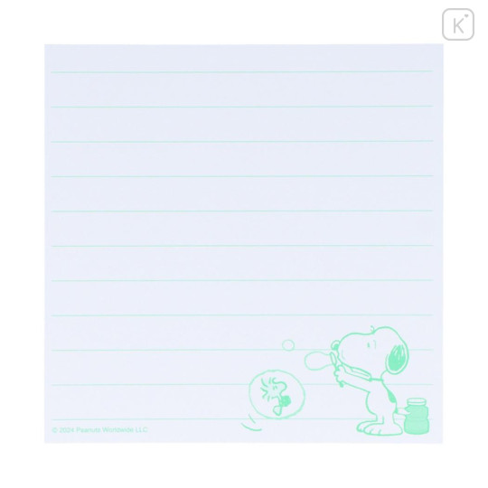 Japan Peanuts Square Memo With Box - Snoopy & Woodstock / Green Bubble - 3