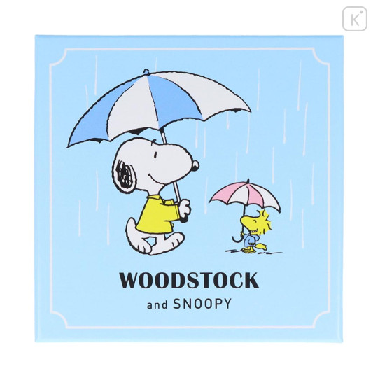 Japan Peanuts Square Memo With Box - Snoopy & Woodstock / Blue Rainy Day - 1