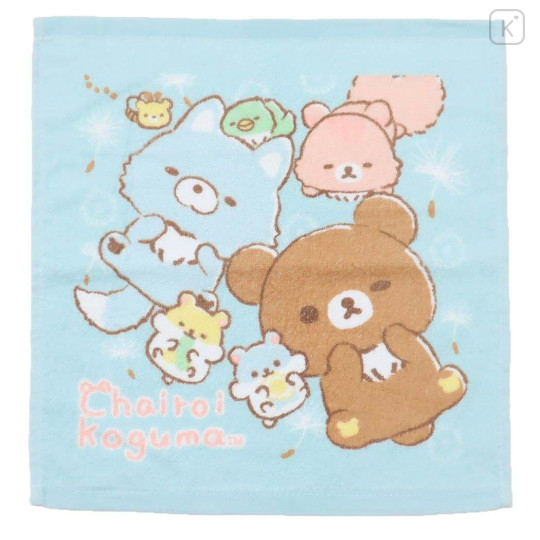 Japan San-X Hand Towel - Rilakkuma / Chairoikoguma & Forest Friends Blue - 1