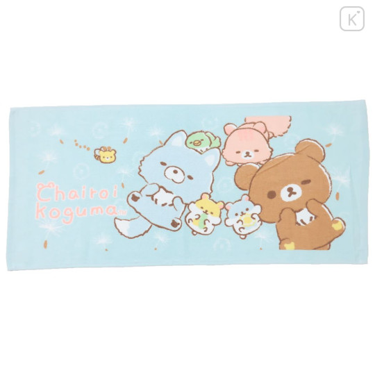 Japan San-X Face Towel - Rilakkuma / Chairoikoguma & Forest Friends Blue - 1