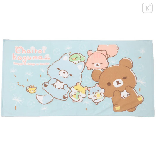 Japan San-X Bath Towel - Rilakkuma / Chairoikoguma & Forest Friends Blue - 1