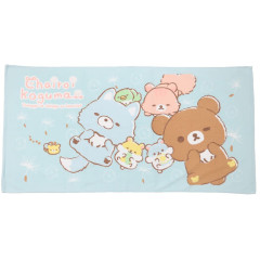 Japan San-X Bath Towel - Rilakkuma / Chairoikoguma & Forest Friends Blue