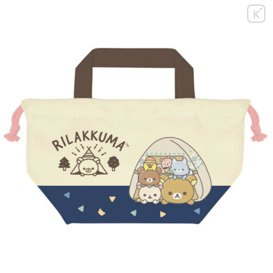 Japan San-X Drawstring Bag / Lunch Bag - Rilakkuma & Friends Camping In Forest - 1