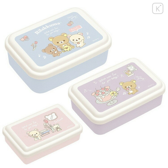 Japan San-X Nesting Food Storage Container 3pcs Set - Rilakkuma & Friends - 1