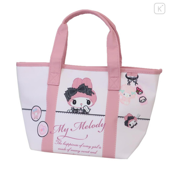 Japan Sanrio Mini Tote Bag - My Melody / Midnight Melokuro Drawing Art - 1