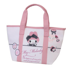 Japan Sanrio Mini Tote Bag - My Melody / Midnight Melokuro Drawing Art