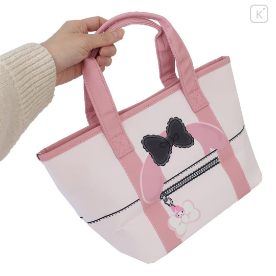 Japan Sanrio Mini Tote Bag - My Melody / Moonlit Melokuro Midnight Drawing Art - 2