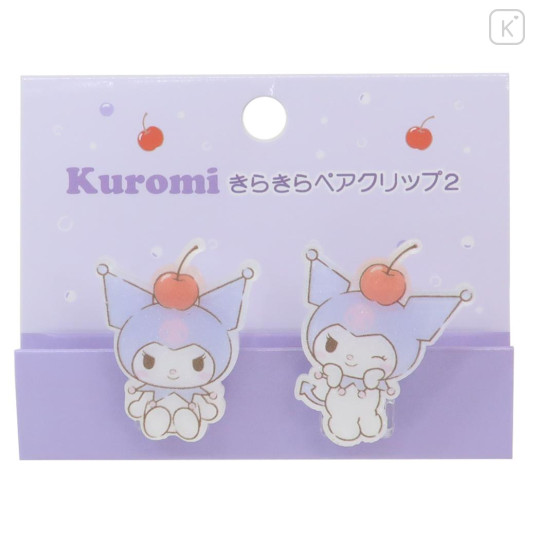 Japan Sanrio Acrylic Clip Set - Kuromi / Cherry - 1