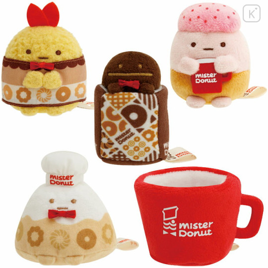 Japan San-X Tenori Plush (SS) 5pcs Set - Sumikko Gurashi × Mister Donut B - 1