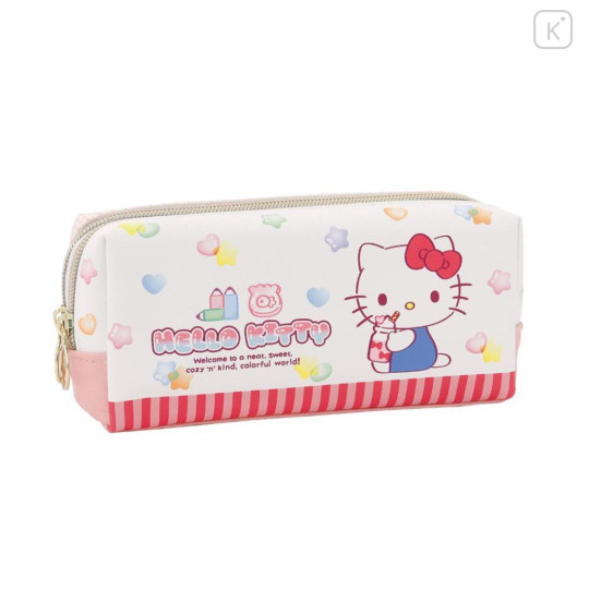 Japan Sanrio Twin Zipper Pen Case - Hello Kitty : Colorful Gummy - 1