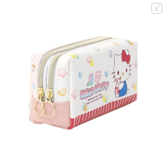 Japan Sanrio Twin Zipper Pen Case - Hello Kitty : Colorful Gummy - 3