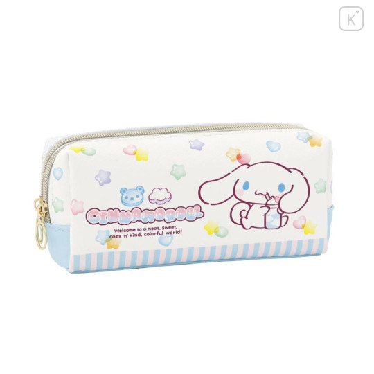 Japan Sanrio Twin Zipper Pen Case - Cinnamoroll / Colorful Gummy - 1