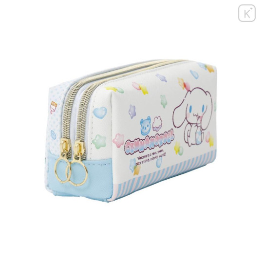 Japan Sanrio Twin Zipper Pen Case - Cinnamoroll / Colorful Gummy - 3