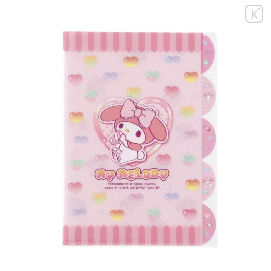 Japan Sanrio 5 Pockets A4 Index File - My Melody / Colorful Gummy - 1