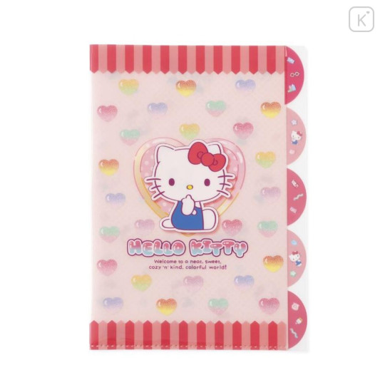 Japan Sanrio 5 Pockets A4 Index File - Hello Kitty : Colorful Gummy - 1