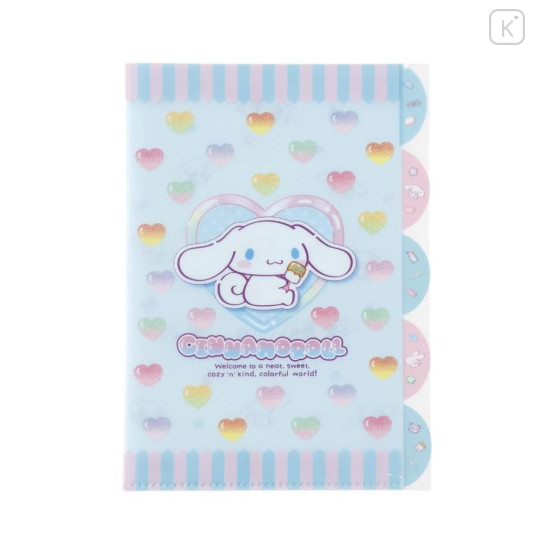 Japan Sanrio 5 Pockets A4 Index File - Cinnamoroll / Colorful Gummy - 1