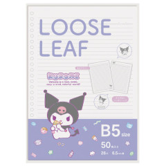 Japan Sanrio B5 26 Hole Loose Leaf Paper - Kuromi / Colorful Gummy